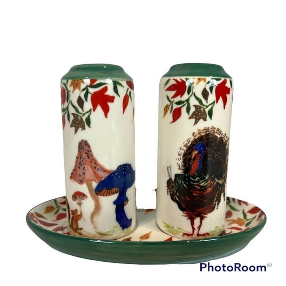 Anthropologie Thanksgiving Salt & Pepper Shakers Inslee Fariss Autumn's Bounty - Picture 1 of 12